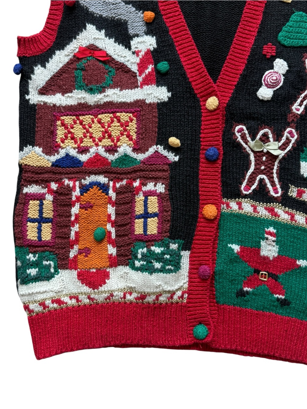 Vintage Signature Jerell S Christmas Sweater Vest Gingerbread Santa Novelty Knit - Picture 5 of 13